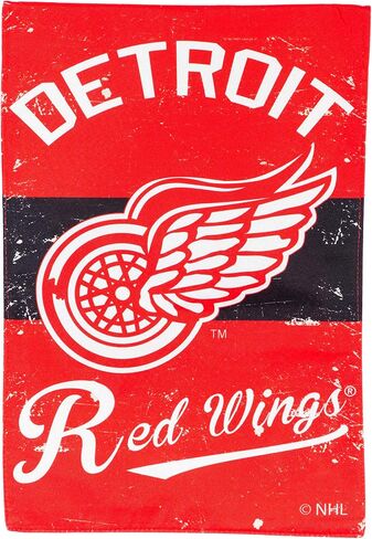 Team Sports America Detroit Red Wings NHL Vintage Linen House Flag - 28"W x 44"H Indoor Outdoor Double Sided Decor Flag for Hockey Fans in Saudi Arabia