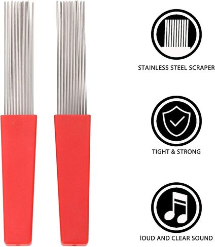 2PCS Guiro Scraper Brush, Stainless Steel Latin Percussion Comb Scraper Brush, Clear and Authentic Sound Quality, for Bands, Performances in Saudi Arabia