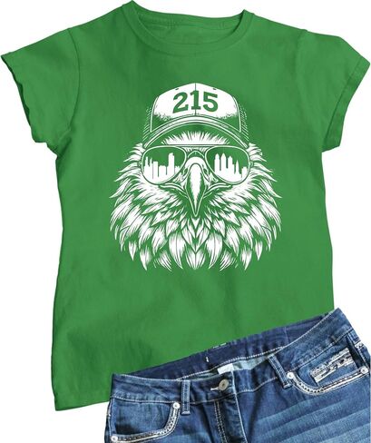 Go All Out Eagle Wearing 215 Hat and Sunglasses Mens Toddler Women Youth T-Shirt in Saudi Arabia