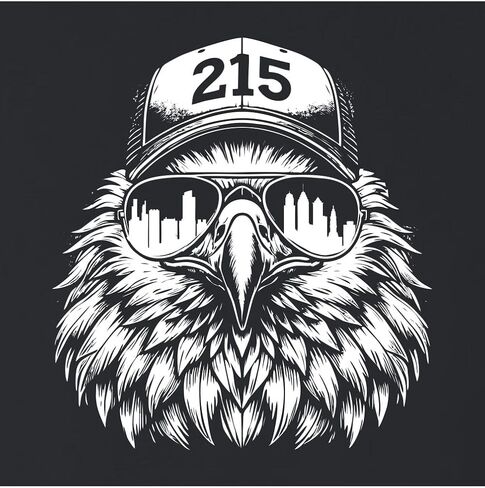 Go All Out Eagle Wearing 215 Hat and Sunglasses Mens Toddler Women Youth T-Shirt in Saudi Arabia