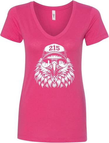 Go All Out Eagle Wearing 215 Hat and Sunglasses Women V Neck T-Shirt in Saudi Arabia