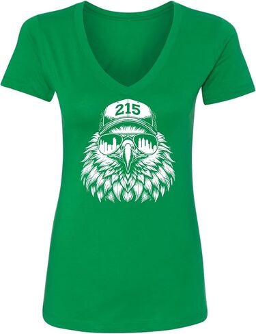 Go All Out Eagle Wearing 215 Hat and Sunglasses Women V Neck T-Shirt in Saudi Arabia