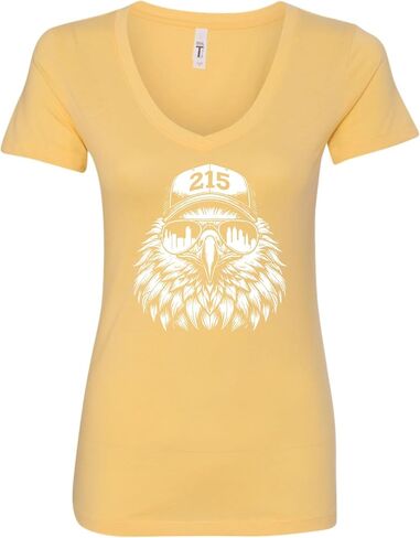Go All Out Eagle Wearing 215 Hat and Sunglasses Women V Neck T-Shirt in Saudi Arabia