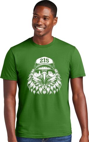 Go All Out Eagle Wearing 215 Hat and Sunglasses Mens Women Deluxe Soft T-Shirt in Saudi Arabia