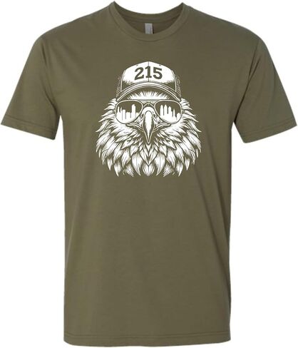 Go All Out Eagle Wearing 215 Hat and Sunglasses Mens Women Deluxe Soft T-Shirt in Saudi Arabia