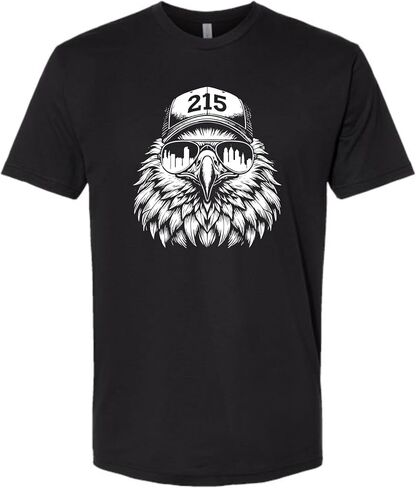 Go All Out Eagle Wearing 215 Hat and Sunglasses Mens Women Deluxe Soft T-Shirt in Saudi Arabia
