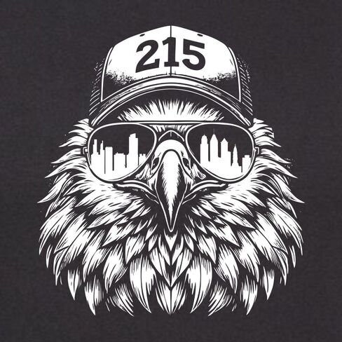 Go All Out Eagle Wearing 215 Hat and Sunglasses Mens Women Deluxe Soft T-Shirt in Saudi Arabia