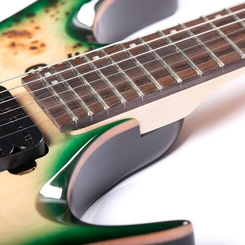 جيتار كهربائي بدون رأس من Redid مكون من 6 أوتار من خشب الماهوجني وطبقة علوية من خشب الورد ورقبة القيقب وخشب الورد ومقياس 24 فريتس مقاس 25.5 بوصة، التقاطات همبوكر، جيتار السفر مع حقيبة أزعج (أخضر) in Kuwait