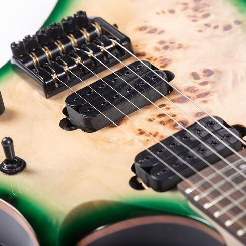 جيتار كهربائي بدون رأس من Redid مكون من 6 أوتار من خشب الماهوجني وطبقة علوية من خشب الورد ورقبة القيقب وخشب الورد ومقياس 24 فريتس مقاس 25.5 بوصة، التقاطات همبوكر، جيتار السفر مع حقيبة أزعج (أخضر) in Kuwait