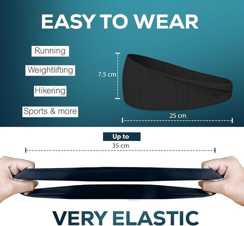 Relix Sports Headband for Men (Pack of 5) - Moisture Absorbing Workout Headband, Sweatband Headbands for Running, Cycling, Football, Yoga, Unisex Hairband in Saudi Arabia