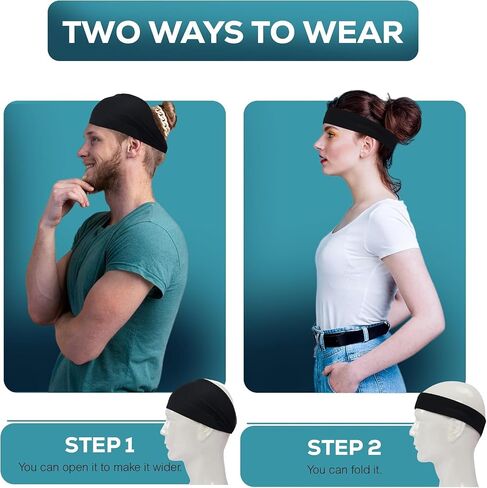 Relix Sports Headband for Men (Pack of 5) - Moisture Absorbing Workout Headband, Sweatband Headbands for Running, Cycling, Football, Yoga, Unisex Hairband in Saudi Arabia