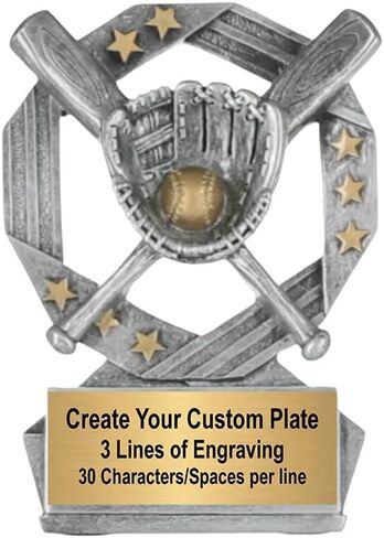 Decade Awards Personalized Baseball Trophy - Engraved Softball Award - Hero of The Diamond - Grand Slam Hexa Star Trophy - Customize Now (4.75 Inch) in Saudi Arabia