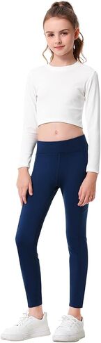 Girls Fleece Lined Leggings Youth Warm Yoga Pants with Pockets High Waist Kids Winter Athletic Leggings Running Dance in Saudi Arabia