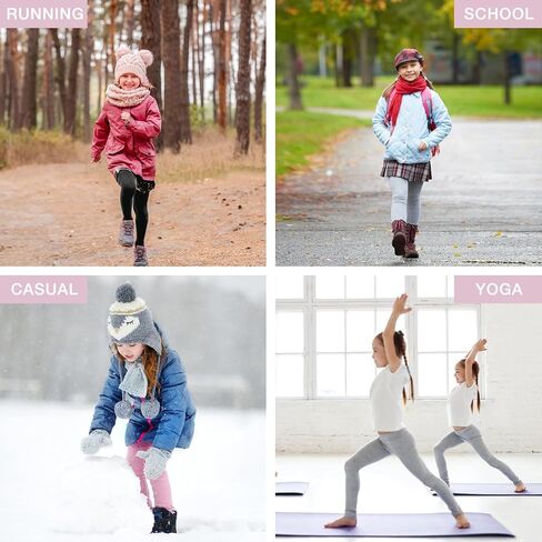 Girls Fleece Lined Leggings Youth Warm Yoga Pants with Pockets High Waist Kids Winter Athletic Leggings Running Dance in Saudi Arabia