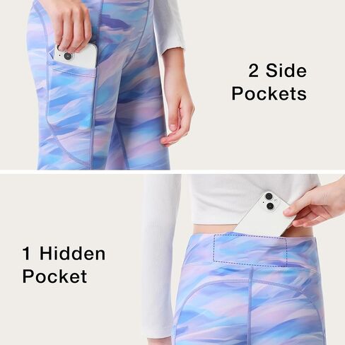 Girls Fleece Lined Leggings Youth Warm Yoga Pants with Pockets High Waist Kids Winter Athletic Leggings Running Dance in Saudi Arabia