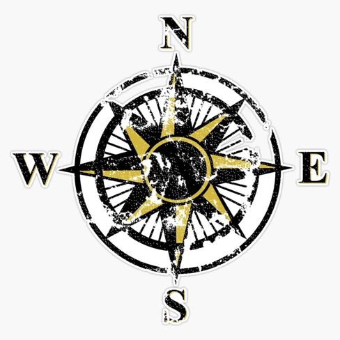 Nautical Compass Rose Antiqued Bumper Sticker Vinyl Decal 5" in Saudi Arabia