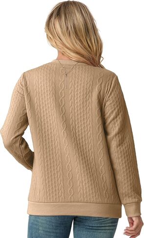 Womens Sweatshirts Casual Crew Neck Long Sleeve Quarter 1/4 Zip Quilted Pullover Lightweight Textured Solid Fall Tops in Saudi Arabia