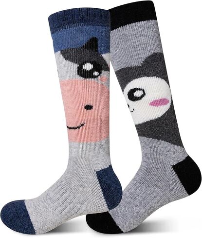 Velice Kids Merino Wool Ski Socks 3 Pairs Boys Girls Thermal Thick Warm Winter Cozy Boot Socks for Skiing Snowboarding in Kuwait