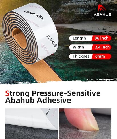Abahub EVA رغوة القارب التزيين 96 بوصة × 45.6 بوصة/36 بوصة/28.8 بوصة/24 بوصة/16.8 بوصة، 48 بوصة × 16.8 بوصة ذاتية اللصق من خشب الساج الصناعي وسادة تثبيت للقوارب وألواح السباحة ومنصة السباحة RV in Kuwait