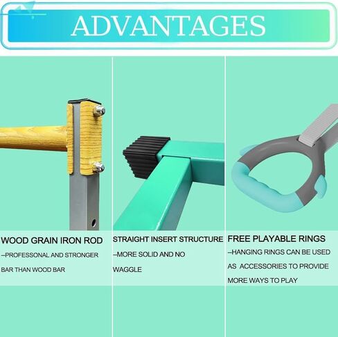 قضيب كيب للجمباز قابل للطي ومتحرك مع مجموعة حصيرة وحلقة، ارتفاع قابل للتعديل من 3 إلى 5 بوصات، شريط أفقي للأطفال البنات الصغار، معدات رياضية للتدريب الداخلي والمنزلي - أقصى تحميل 300 رطل in Kuwait