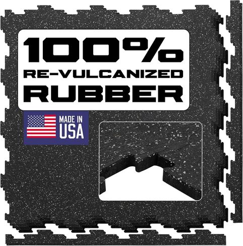 Interlocking Rubber Floor Tiles 12MM – Heavy Duty 100% Rubber Gym Flooring for Home Gym, Garage, Workout Room, Equipment Mats, Indoor/Outdoor Mats, Gray Fleck 4-Pack 22.5"x22.5" in Saudi Arabia