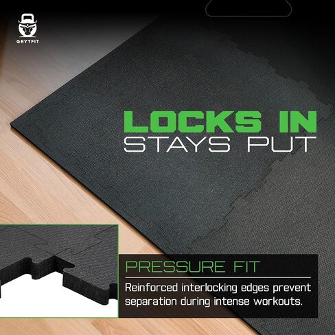 Interlocking Rubber Floor Tiles 12MM – Heavy Duty 100% Rubber Gym Flooring for Home Gym, Garage, Workout Room, Equipment Mats, Indoor/Outdoor Mats, Gray Fleck 4-Pack 22.5"x22.5" in Saudi Arabia