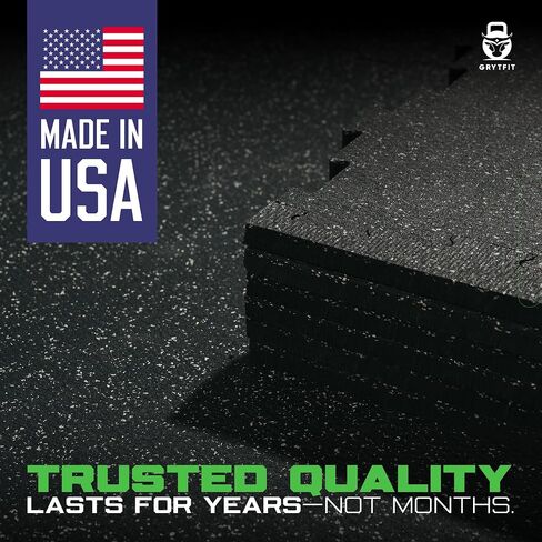 Interlocking Rubber Floor Tiles 12MM – Heavy Duty 100% Rubber Gym Flooring for Home Gym, Garage, Workout Room, Equipment Mats, Indoor/Outdoor Mats, Gray Fleck 4-Pack 22.5"x22.5" in Saudi Arabia