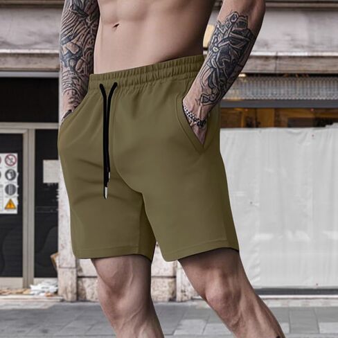 Men's Fashion Shorts Casual Elastic Waist Drawstring Lightweight Summer Beach Shorts with Zipper Pockets in Saudi Arabia
