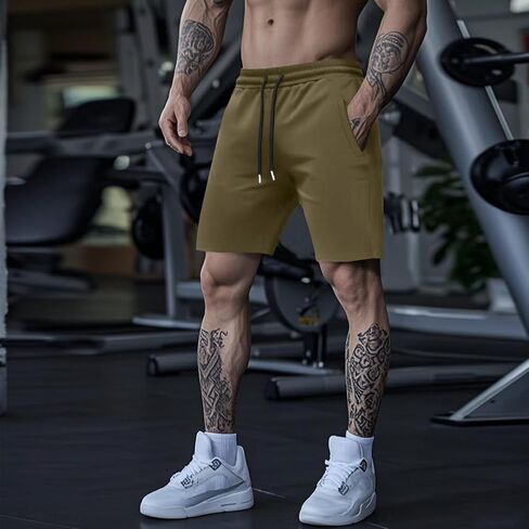 Men's Fashion Shorts Casual Elastic Waist Drawstring Lightweight Summer Beach Shorts with Zipper Pockets in Saudi Arabia
