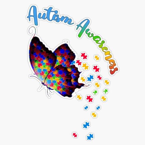 Autism Awareness Butterfly Gift Design idea Sticker Vinyl Decal Car Laptop Wall Window Bumper Sticker 5" in Saudi Arabia