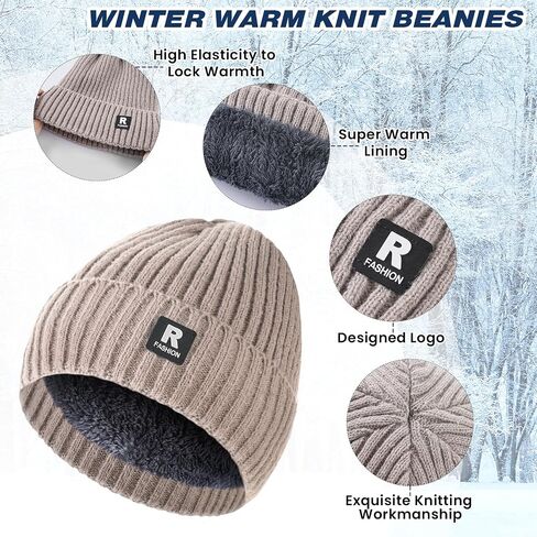 Winter Beanie Hat Circle Scarf Touchscreen Gloves Set, Skull Cap Gloves Neck Warmer Set with Fleece Lined for Men Women in Saudi Arabia