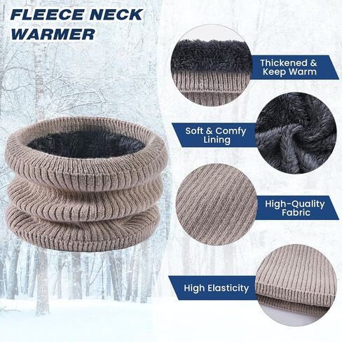 Winter Beanie Hat Circle Scarf Touchscreen Gloves Set, Skull Cap Gloves Neck Warmer Set with Fleece Lined for Men Women in Saudi Arabia