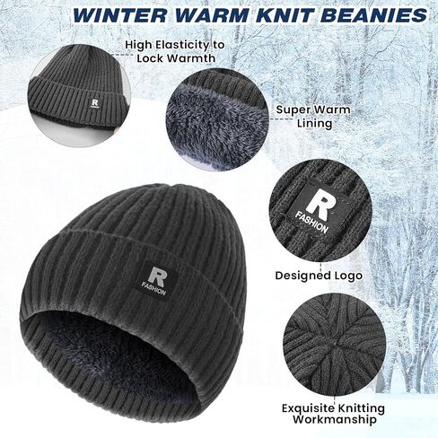 Winter Beanie Hat Circle Scarf Touchscreen Gloves Set, Skull Cap Gloves Neck Warmer Set with Fleece Lined for Men Women in Saudi Arabia