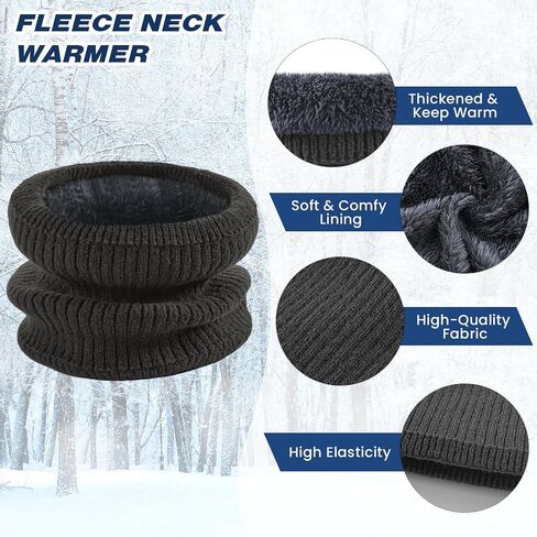Winter Beanie Hat Circle Scarf Touchscreen Gloves Set, Skull Cap Gloves Neck Warmer Set with Fleece Lined for Men Women in Saudi Arabia
