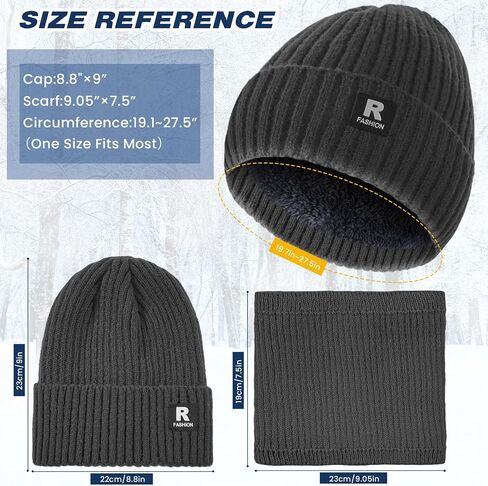 Winter Beanie Hat Circle Scarf Touchscreen Gloves Set, Skull Cap Gloves Neck Warmer Set with Fleece Lined for Men Women in Saudi Arabia