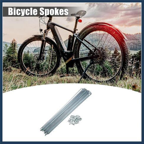 36 Pcs 14G J Bend 260mm x 2mm Bike Bicycle Spokes with Nipples Steel Silver Tone Stylish Design in Saudi Arabia