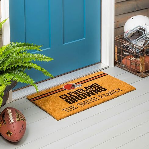 Team Sports America NFL Cleveland Browns Personalized Coir Door Mat, 18 x 30 Inches Custom Name Doormat with Non Slip Back, Front Door Welcome Mats in Saudi Arabia