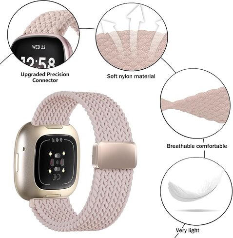 حزام مجدول من النايلون لـ Fitbit Versa 3/Fitbit Versa 4، حزام مطاطي لساعة Fitbit Sense 2/Fitbit Sense الذكية in Kuwait