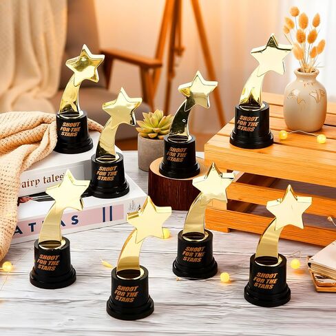 Leinuosen 12 Pack Mini Star Trophies for Awards, 4.5 Inch Sports Christmas Gold Participation Plastic Trophy Cups for Sports Event Party Favors in Saudi Arabia