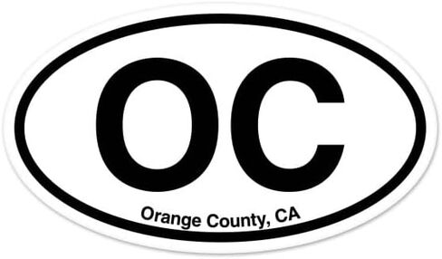 OC Orange County California Oval Vinyl Car Bumper Window Sticker 3" x 2" in Saudi Arabia