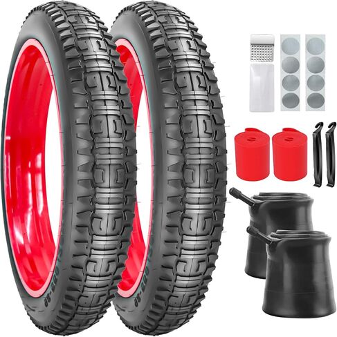 SIMEIQI 2 Pack 20x4.0 26x4.0 Inch Fat Bike Tires and Tubes Bicycle Tyres Replacement Tires for Mountain Snow All Terrian Trail Urban Bicycle Tricycle with Strips Gluless Patches in Saudi Arabia
