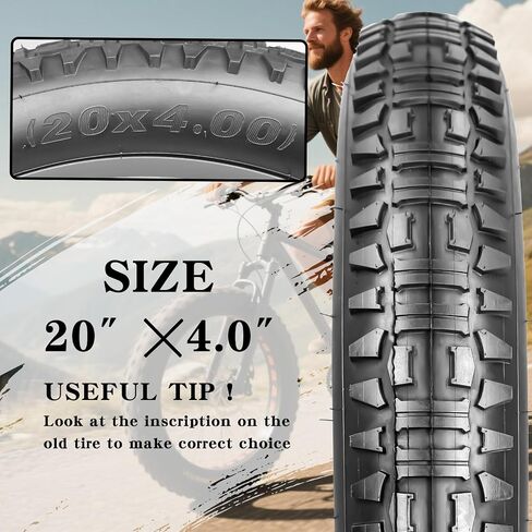 SIMEIQI 2 Pack 20x4.0 26x4.0 Inch Fat Bike Tires and Tubes Bicycle Tyres Replacement Tires for Mountain Snow All Terrian Trail Urban Bicycle Tricycle with Strips Gluless Patches in Saudi Arabia