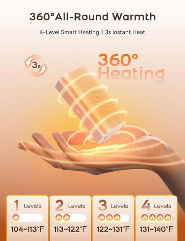 RORRY Hand Warmers Rechargeable 2 Pack, 10000mAh 360° Heating Magnetic Electric Hand Warmer, 24Hrs Warmth Portable Reusable Pocket Heater for Camping Hunting Gifts for Men Women in Saudi Arabia
