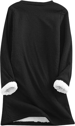 Christmas Fleece Sweatshirts for Women Warm Sherpa Lined Pullover Fuzzy Thermal Shirts Winter Loungewear Tunic Tops in Saudi Arabia
