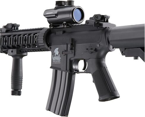 Lancer التكتيكية Gen 2 مسدس Airsoft متين SD M4 بوليمر - بندقية Picatinny AEG كاملة/شبه تلقائية مع 0.20 جرام BBS وشاحن وبطارية ونقطة حمراء وقبضة/مجموعة كاملة in Kuwait