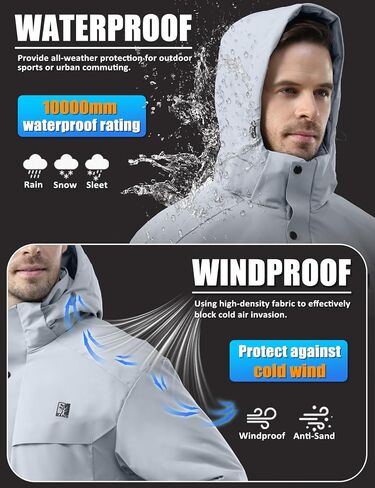 Men's Winter Ski Jacket Water Resistant Warm Snow Coat Windproof Insulated Snowboard Rain Jackets with Hood in Saudi Arabia