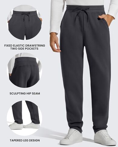 G4Free Flurrylux Men Fleece Lined Sweatpants Drawstring Cotton Warm Straight Leg Casual Track Pants with Pockets in Saudi Arabia