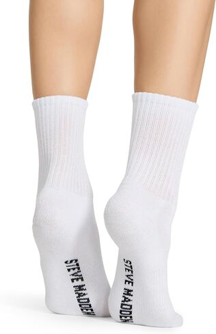 طقم نسائي من STEVE MADDEN مكون من 5 قطع من Athleisure Shortie Crew، أبيض رمادي أسود، 9-11 in Saudi Arabia