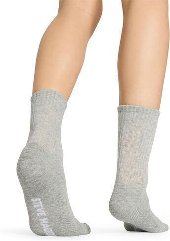 طقم نسائي من STEVE MADDEN مكون من 5 قطع من Athleisure Shortie Crew، أبيض رمادي أسود، 9-11 in Saudi Arabia