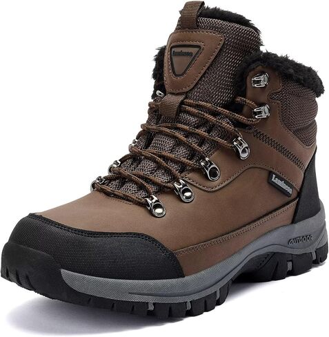 Mens Snow Boots Anti-Slip Winter Boot Fur Lined Hiking Boots Water Resistant Outdoor Warm Comfort Camping Backpacking Shoes in Kuwait